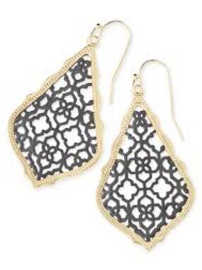 Kendra Scott Addie Black and Gold Statement Earrings
